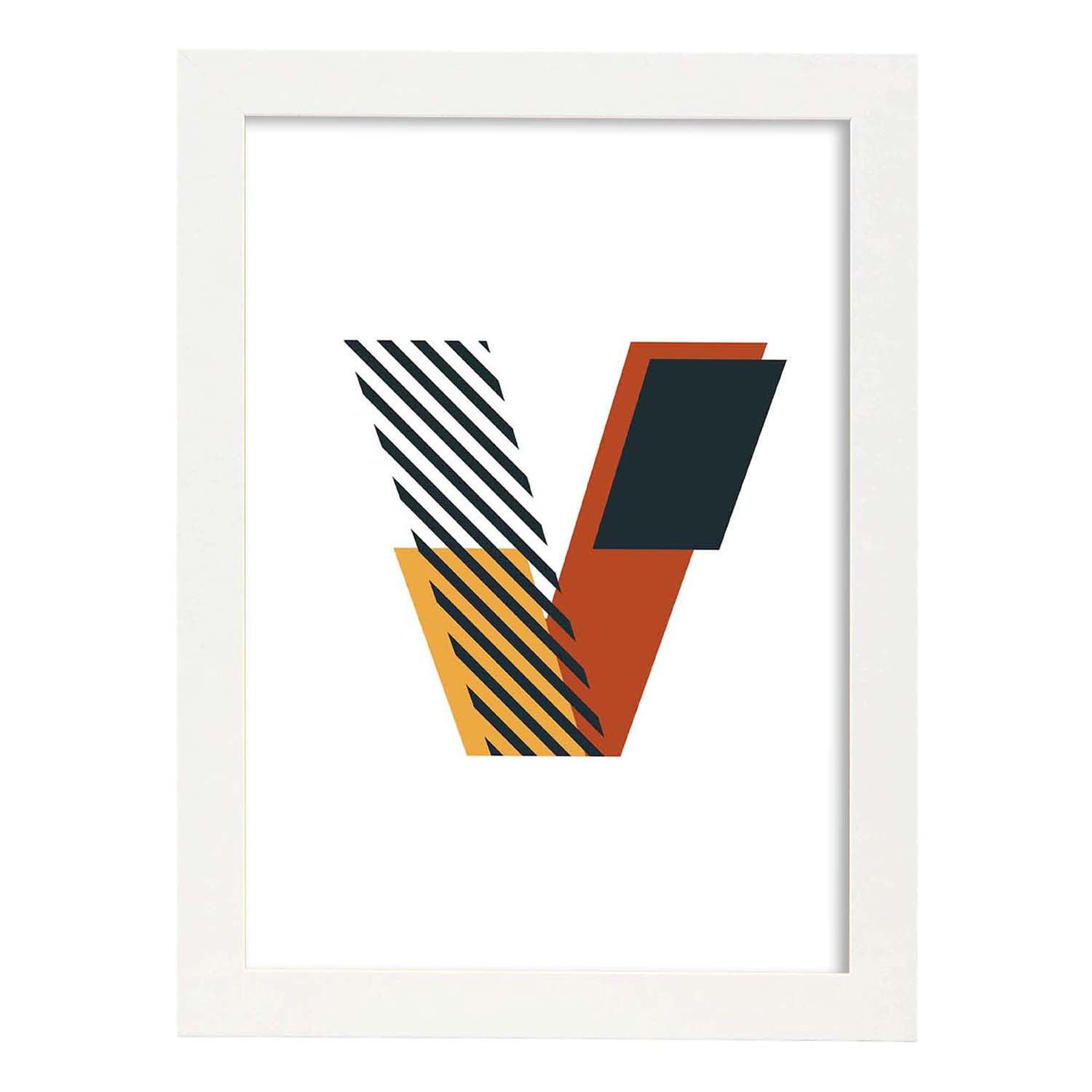 Poster de letra V. Lámina estilo Geometria con imágenes del alfabeto.-Artwork-Nacnic-A3-Marco Blanco-Nacnic Estudio SL
