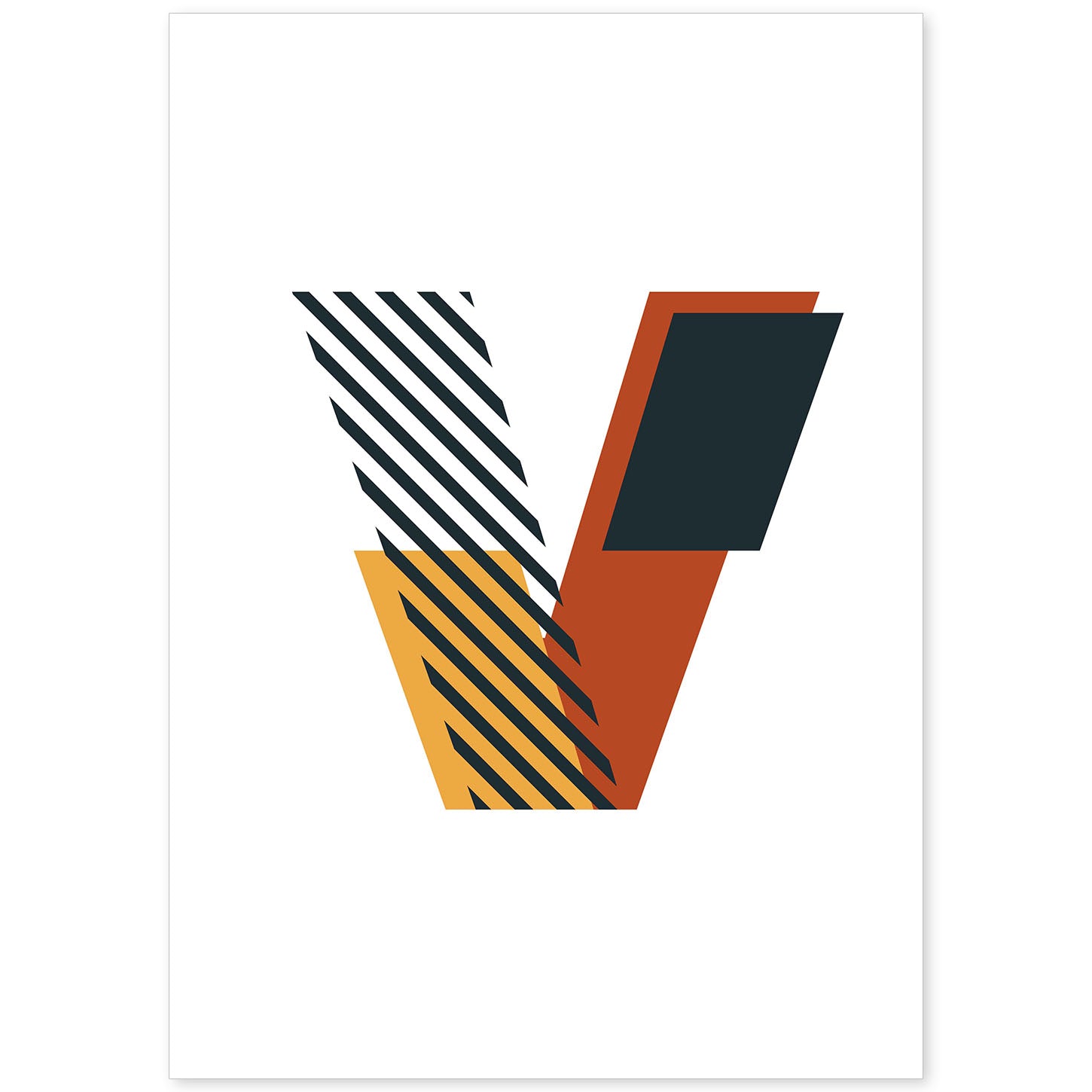 Poster de letra V. Lámina estilo Geometria con imágenes del alfabeto.-Artwork-Nacnic-A4-Sin marco-Nacnic Estudio SL
