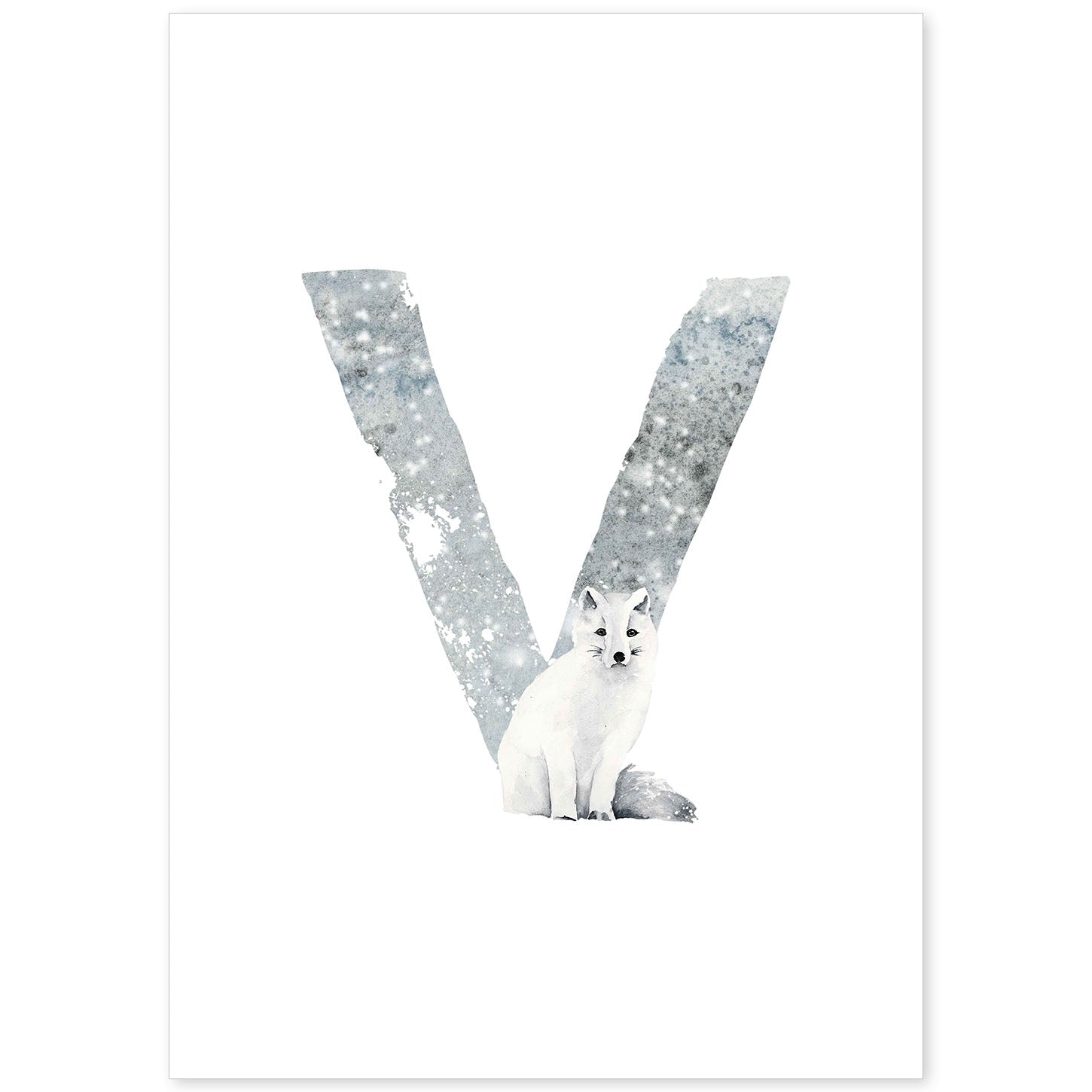 Poster de letra V. Lámina estilo Invierno con imágenes del alfabeto.-Artwork-Nacnic-A4-Sin marco-Nacnic Estudio SL