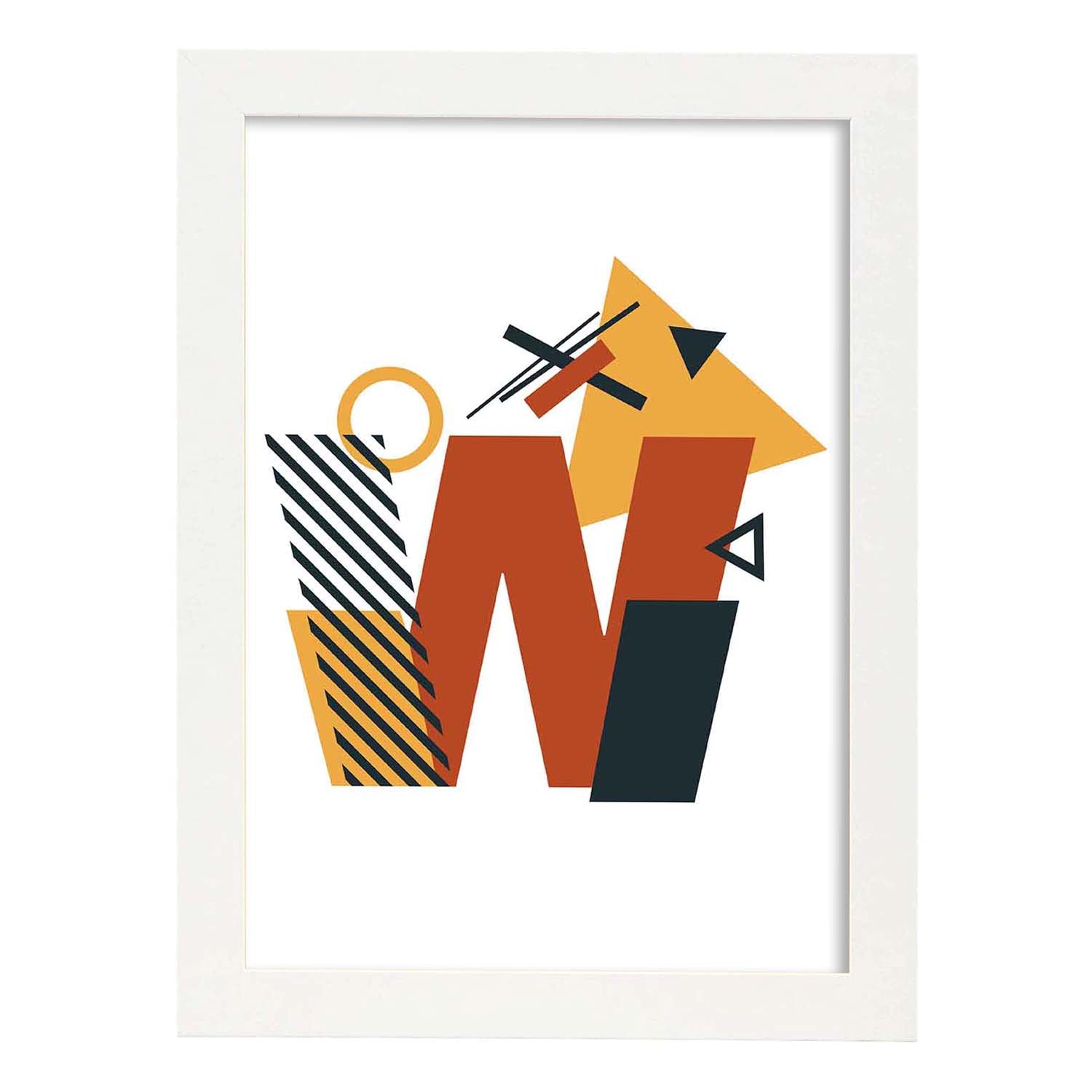 Poster de letra W. Lámina estilo Geometria con formas con imágenes del alfabeto.-Artwork-Nacnic-A3-Marco Blanco-Nacnic Estudio SL