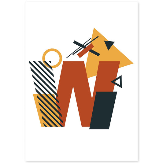 Poster de letra W. Lámina estilo Geometria con formas con imágenes del alfabeto.-Artwork-Nacnic-A4-Sin marco-Nacnic Estudio SL