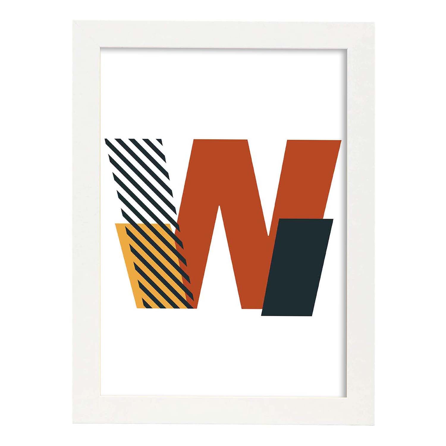 Poster de letra W. Lámina estilo Geometria con imágenes del alfabeto.-Artwork-Nacnic-A3-Marco Blanco-Nacnic Estudio SL