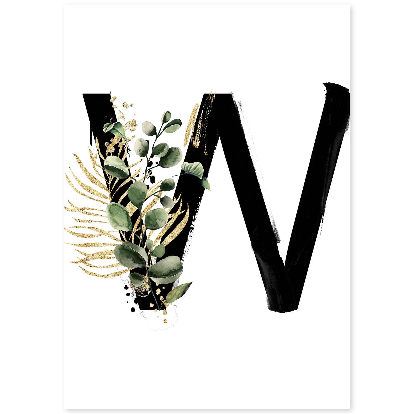 Poster de letra W. Lámina estilo Jungla Negra con imágenes del alfabeto.-Artwork-Nacnic-A4-Sin marco-Nacnic Estudio SL