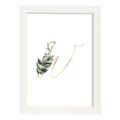 Poster de letra W. Lámina estilo Verde Fino con imágenes del alfabeto.-Artwork-Nacnic-A4-Marco Blanco-Nacnic Estudio SL