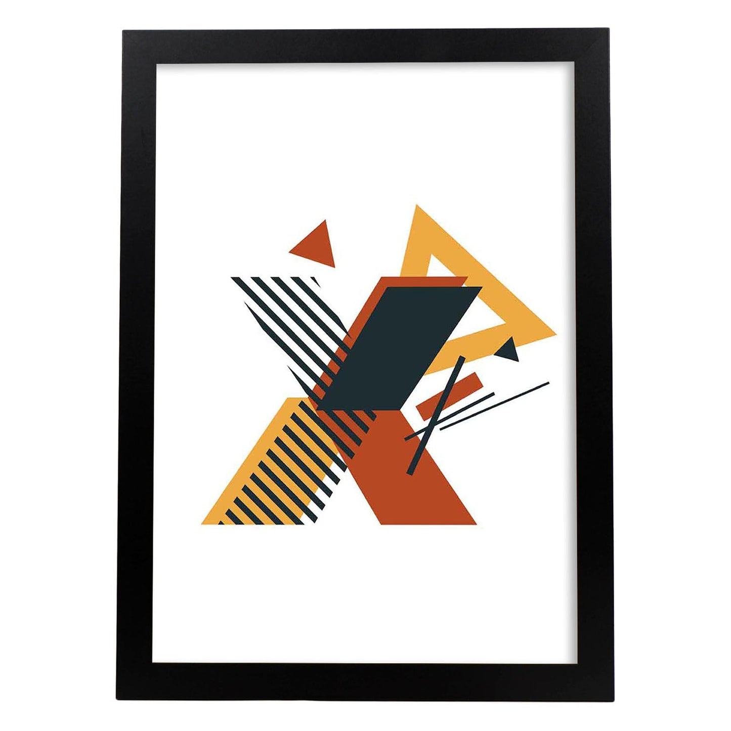 Poster de letra X. Lámina estilo Geometria con formas con imágenes del alfabeto.-Artwork-Nacnic-A3-Marco Negro-Nacnic Estudio SL