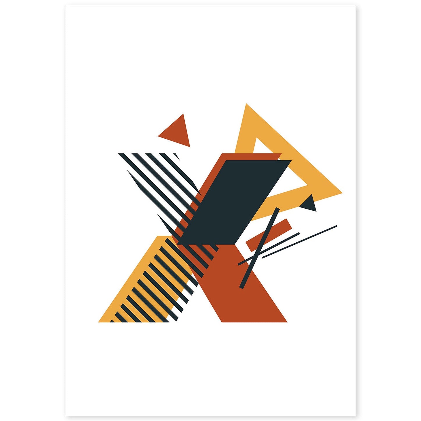 Poster de letra X. Lámina estilo Geometria con formas con imágenes del alfabeto.-Artwork-Nacnic-A4-Sin marco-Nacnic Estudio SL