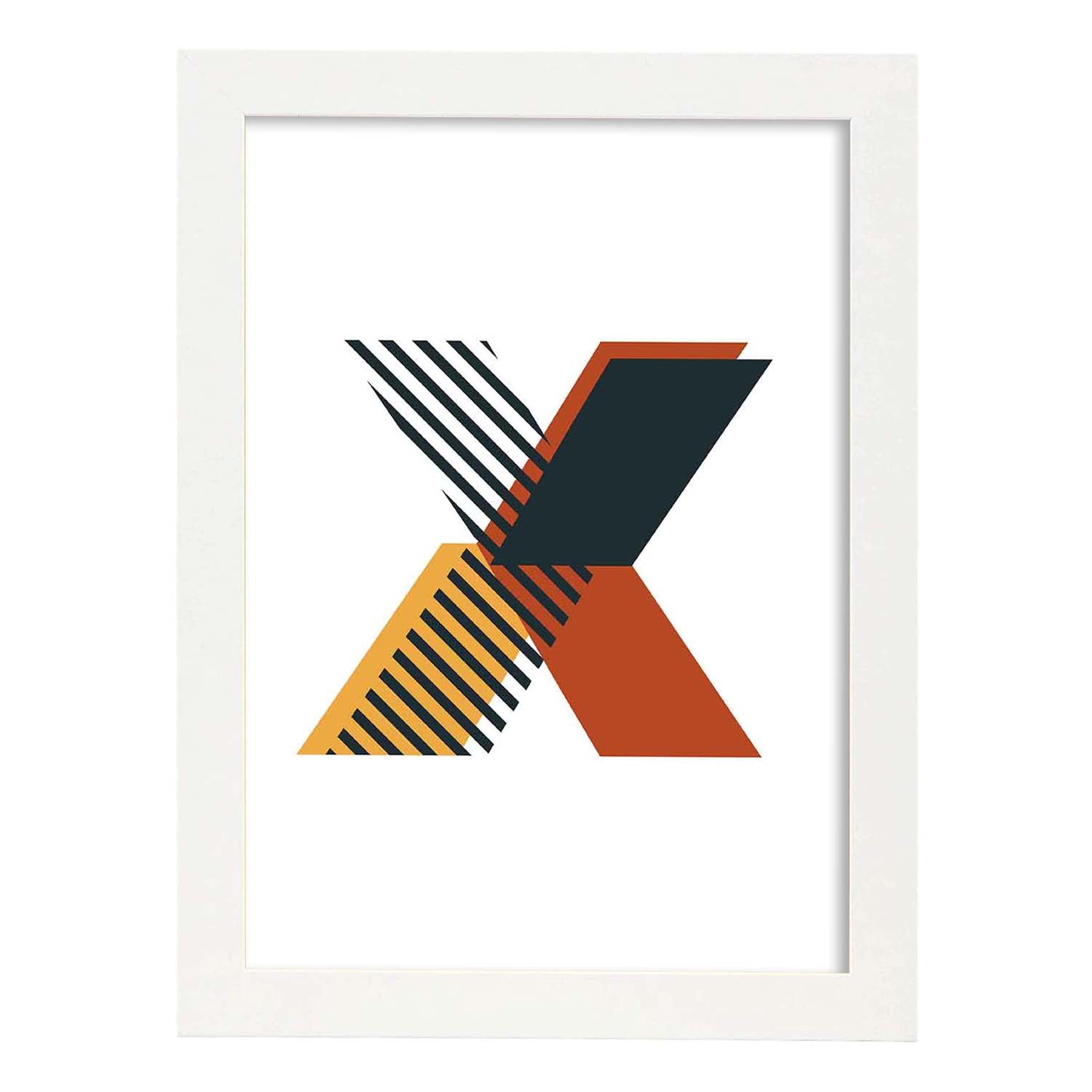 Poster de letra X. Lámina estilo Geometria con imágenes del alfabeto.-Artwork-Nacnic-A3-Marco Blanco-Nacnic Estudio SL