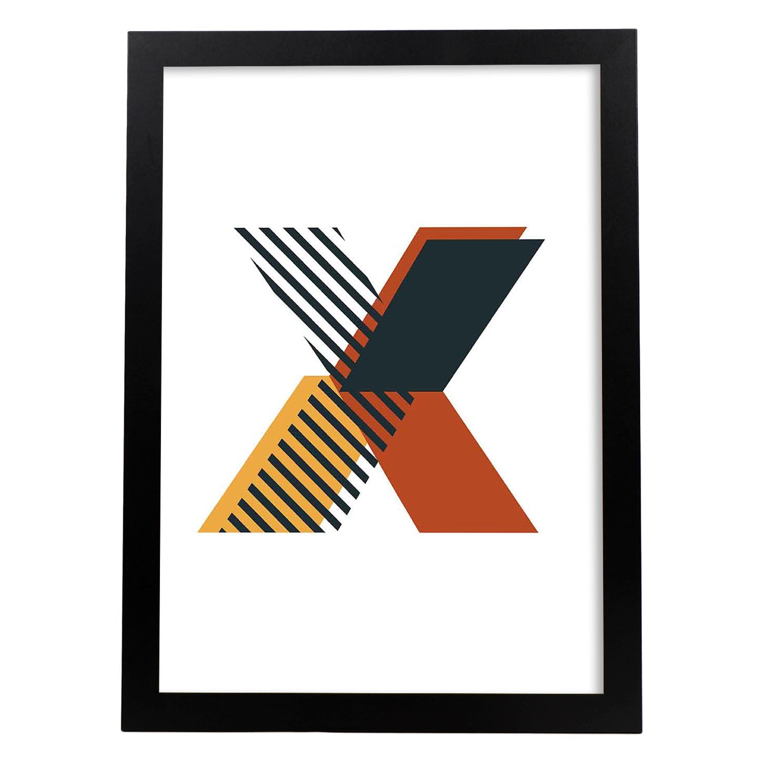 Poster de letra X. Lámina estilo Geometria con imágenes del alfabeto.-Artwork-Nacnic-A3-Marco Negro-Nacnic Estudio SL