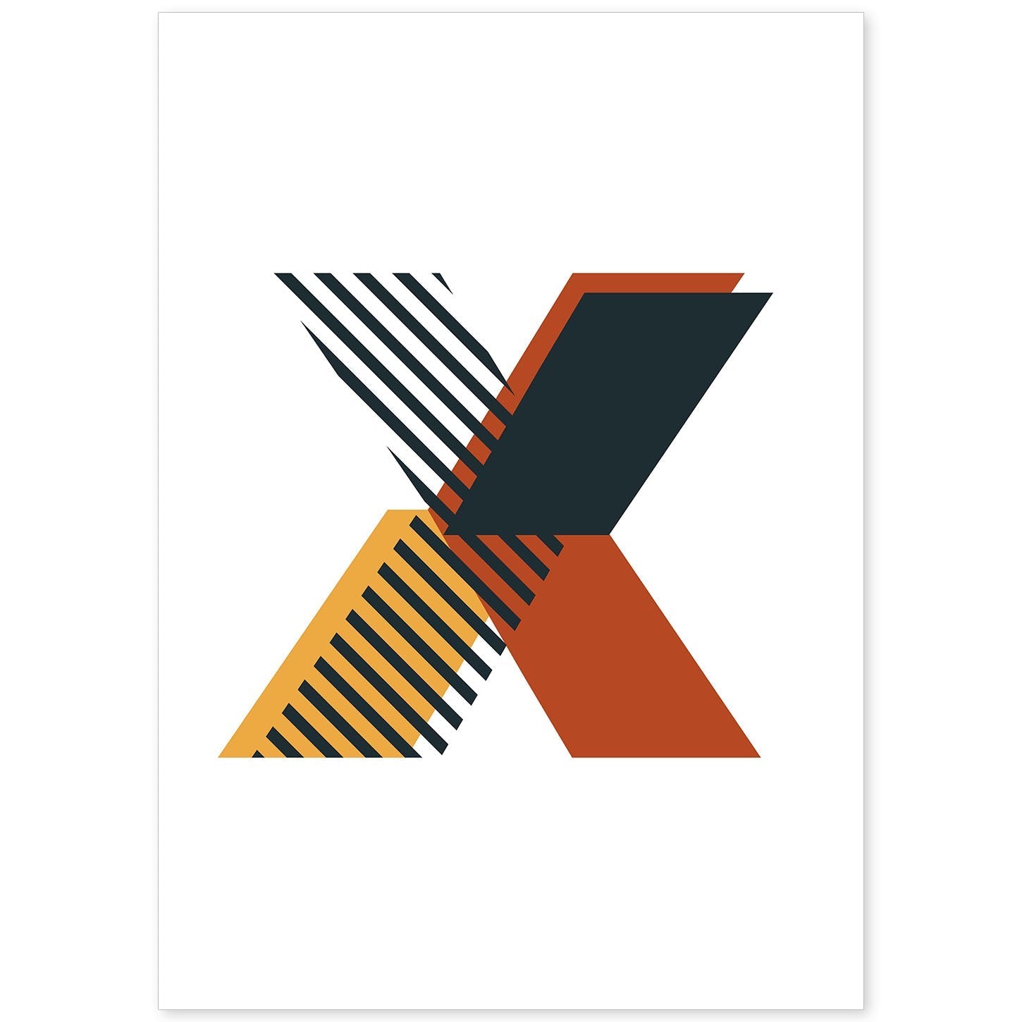 Poster de letra X. Lámina estilo Geometria con imágenes del alfabeto.-Artwork-Nacnic-A4-Sin marco-Nacnic Estudio SL