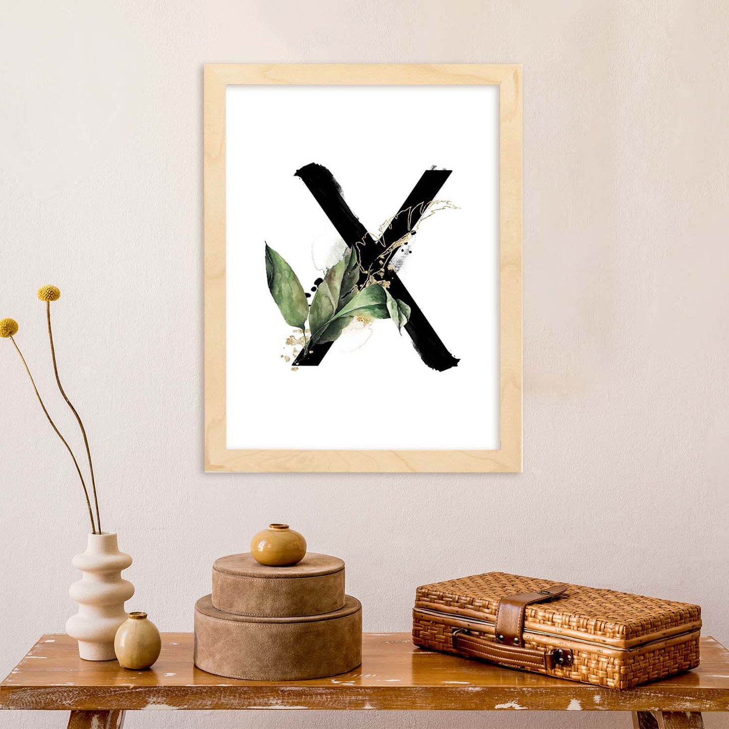 Poster de letra X. Lámina estilo Jungla Negra con imágenes del alfabeto.-Artwork-Nacnic-Nacnic Estudio SL