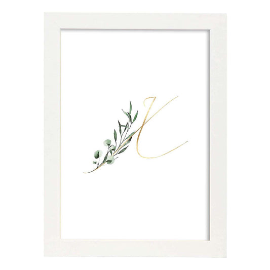 Poster de letra X. Lámina estilo Verde Fino con imágenes del alfabeto.-Artwork-Nacnic-A4-Marco Blanco-Nacnic Estudio SL