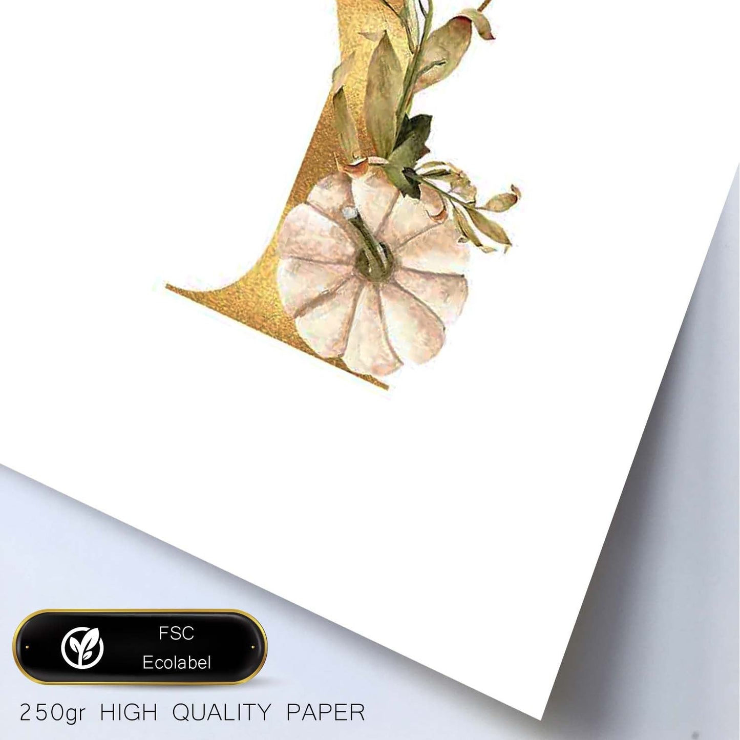 Poster de letra Y. Lámina estilo Dorado Floral con imágenes del alfabeto.-Artwork-Nacnic-Nacnic Estudio SL