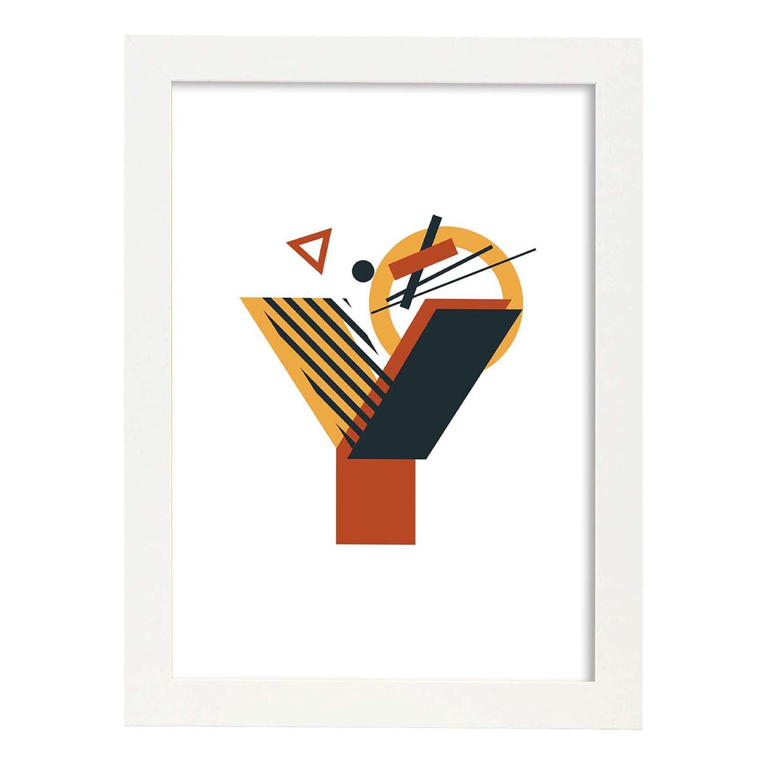 Poster de letra Y. Lámina estilo Geometria con formas con imágenes del alfabeto.-Artwork-Nacnic-A3-Marco Blanco-Nacnic Estudio SL