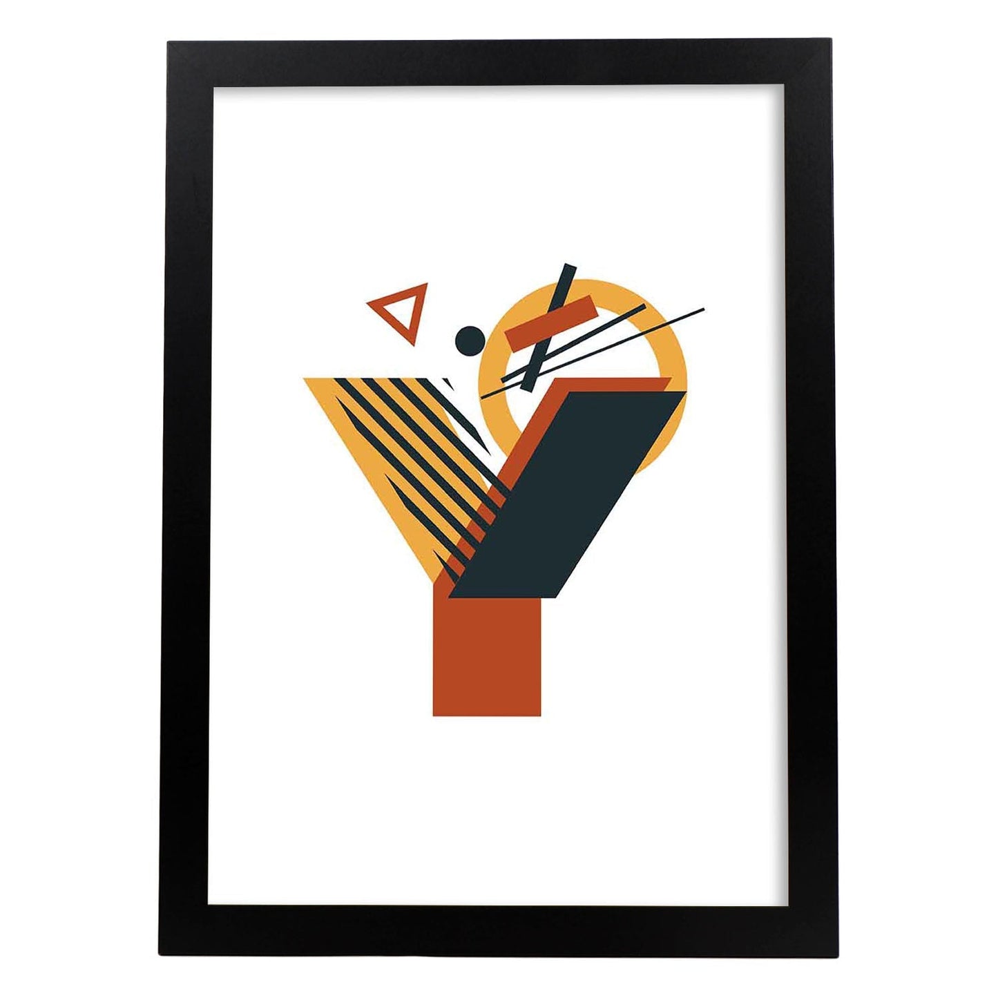 Poster de letra Y. Lámina estilo Geometria con formas con imágenes del alfabeto.-Artwork-Nacnic-A3-Marco Negro-Nacnic Estudio SL