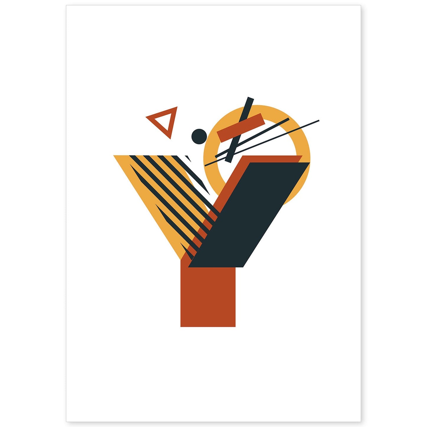Poster de letra Y. Lámina estilo Geometria con formas con imágenes del alfabeto.-Artwork-Nacnic-A4-Sin marco-Nacnic Estudio SL