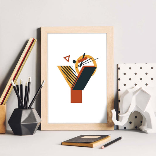 Poster de letra Y. Lámina estilo Geometria con formas con imágenes del alfabeto.-Artwork-Nacnic-Nacnic Estudio SL