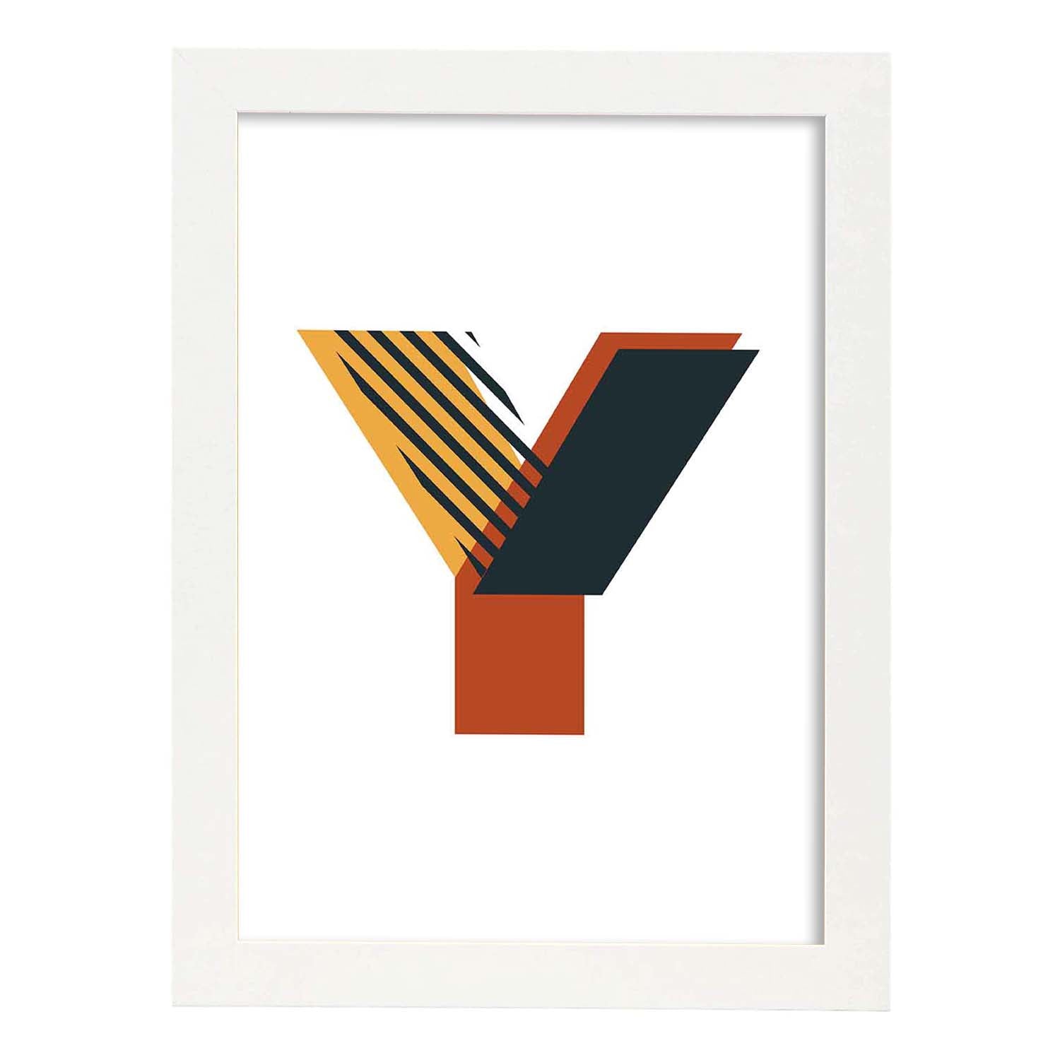 Poster de letra Y. Lámina estilo Geometria con imágenes del alfabeto.-Artwork-Nacnic-A3-Marco Blanco-Nacnic Estudio SL