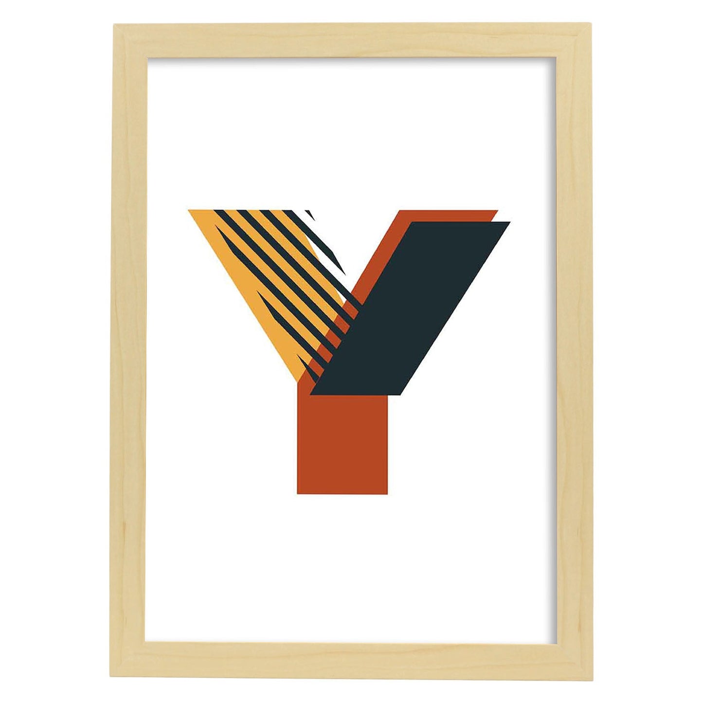 Poster de letra Y. Lámina estilo Geometria con imágenes del alfabeto.-Artwork-Nacnic-A3-Marco Madera clara-Nacnic Estudio SL