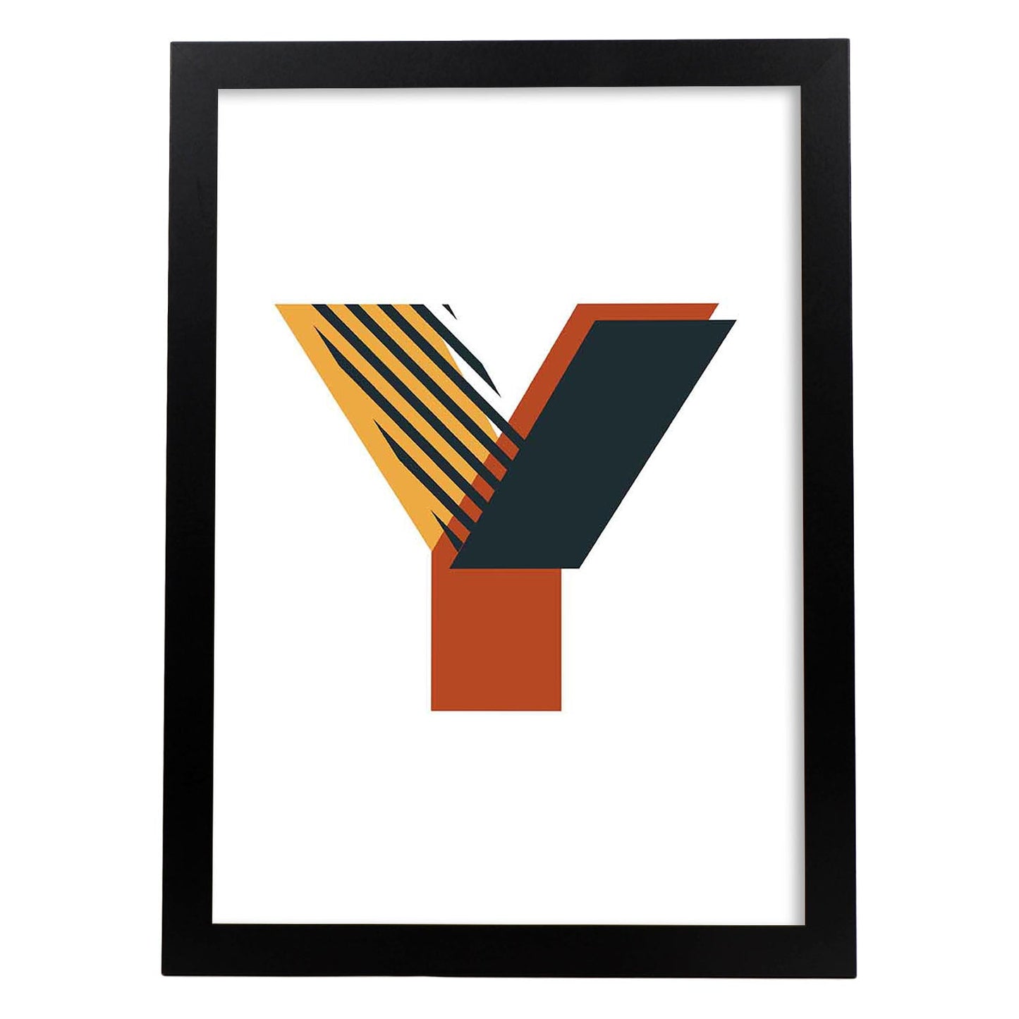 Poster de letra Y. Lámina estilo Geometria con imágenes del alfabeto.-Artwork-Nacnic-A3-Marco Negro-Nacnic Estudio SL
