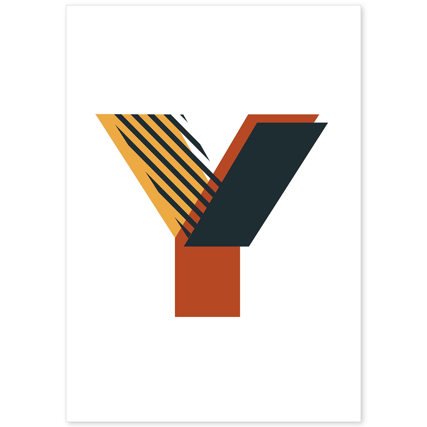 Poster de letra Y. Lámina estilo Geometria con imágenes del alfabeto.-Artwork-Nacnic-A4-Sin marco-Nacnic Estudio SL
