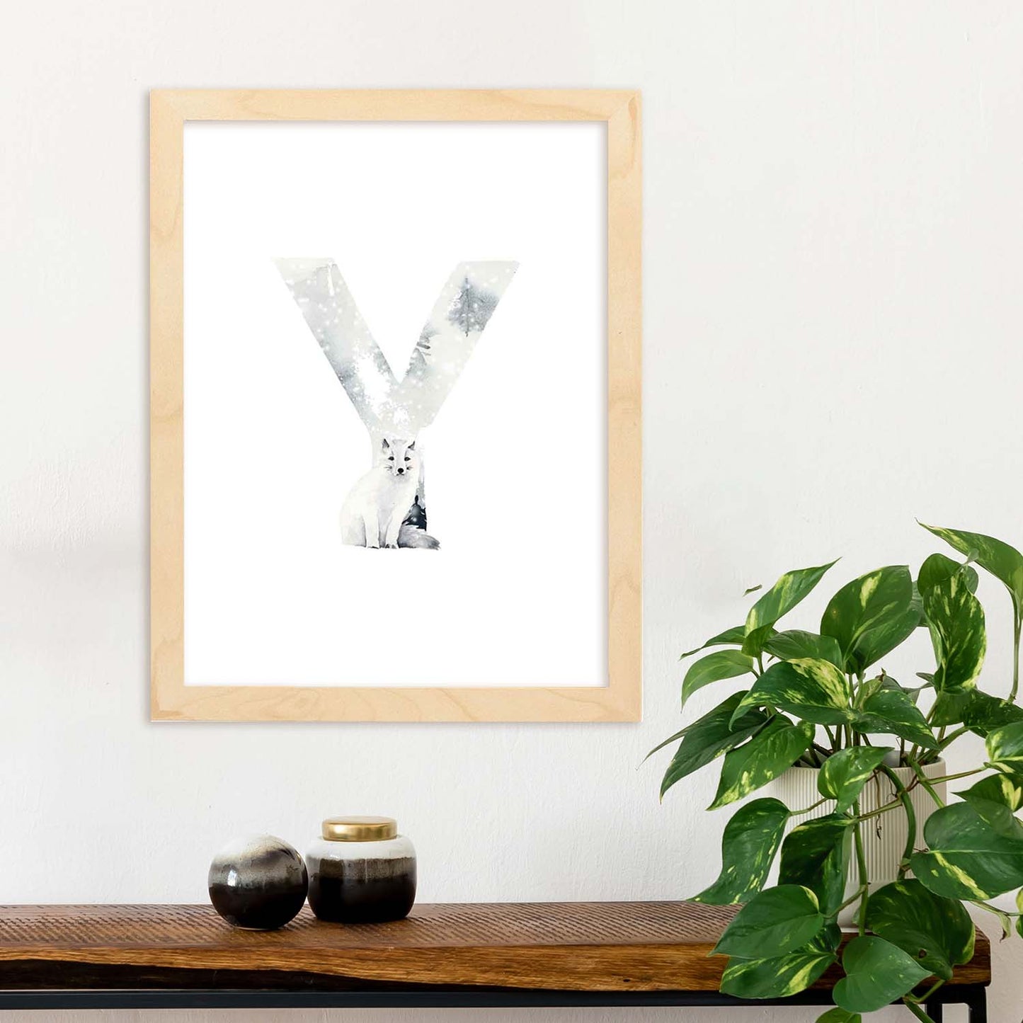 Poster de letra Y. Lámina estilo Invierno con imágenes del alfabeto.-Artwork-Nacnic-Nacnic Estudio SL