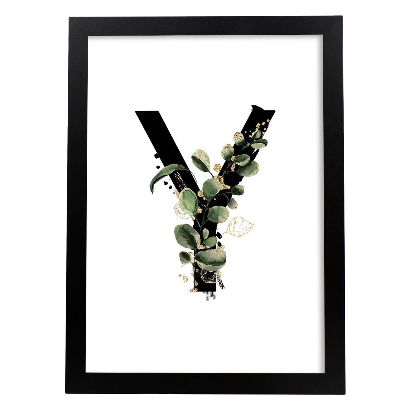 Poster de letra Y. Lámina estilo Jungla Negra con imágenes del alfabeto.-Artwork-Nacnic-A3-Marco Negro-Nacnic Estudio SL