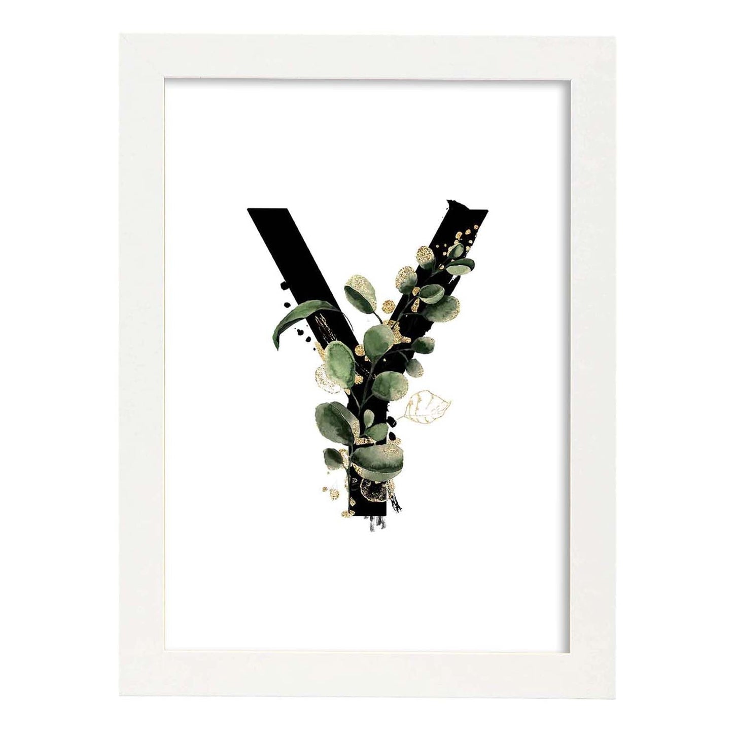 Poster de letra Y. Lámina estilo Jungla Negra con imágenes del alfabeto.-Artwork-Nacnic-A4-Marco Blanco-Nacnic Estudio SL