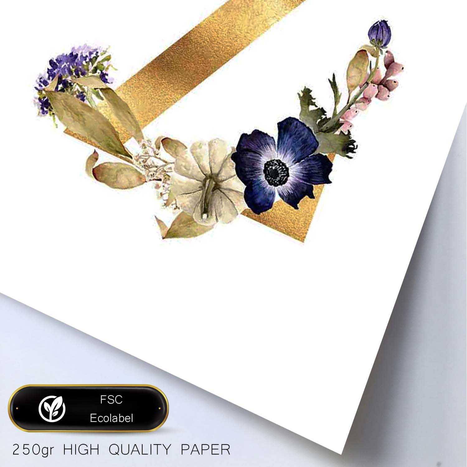 Poster de letra Z. Lámina estilo Dorado Floral con imágenes del alfabeto.-Artwork-Nacnic-Nacnic Estudio SL