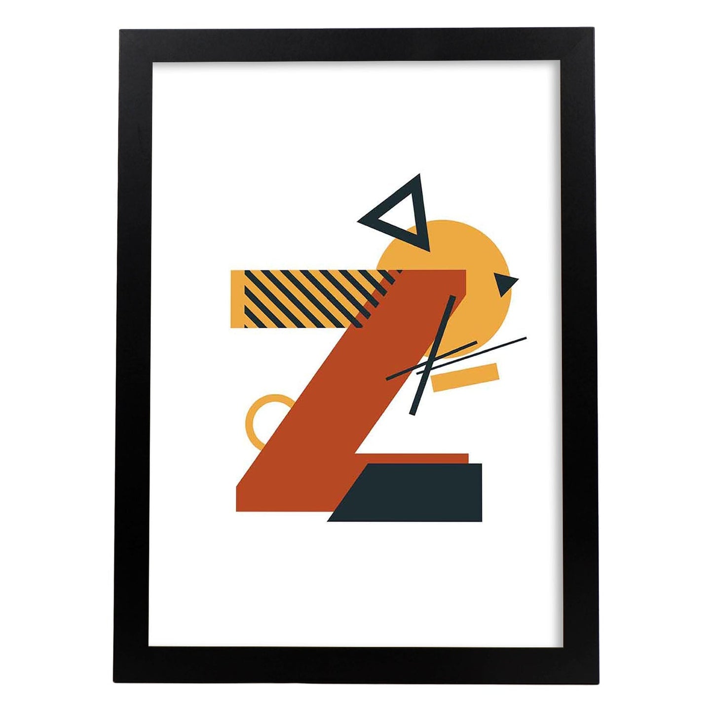 Poster de letra Z. Lámina estilo Geometria con formas con imágenes del alfabeto.-Artwork-Nacnic-A3-Marco Negro-Nacnic Estudio SL