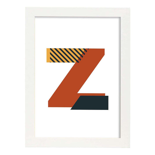 Poster de letra Z. Lámina estilo Geometria con imágenes del alfabeto.-Artwork-Nacnic-A4-Marco Blanco-Nacnic Estudio SL