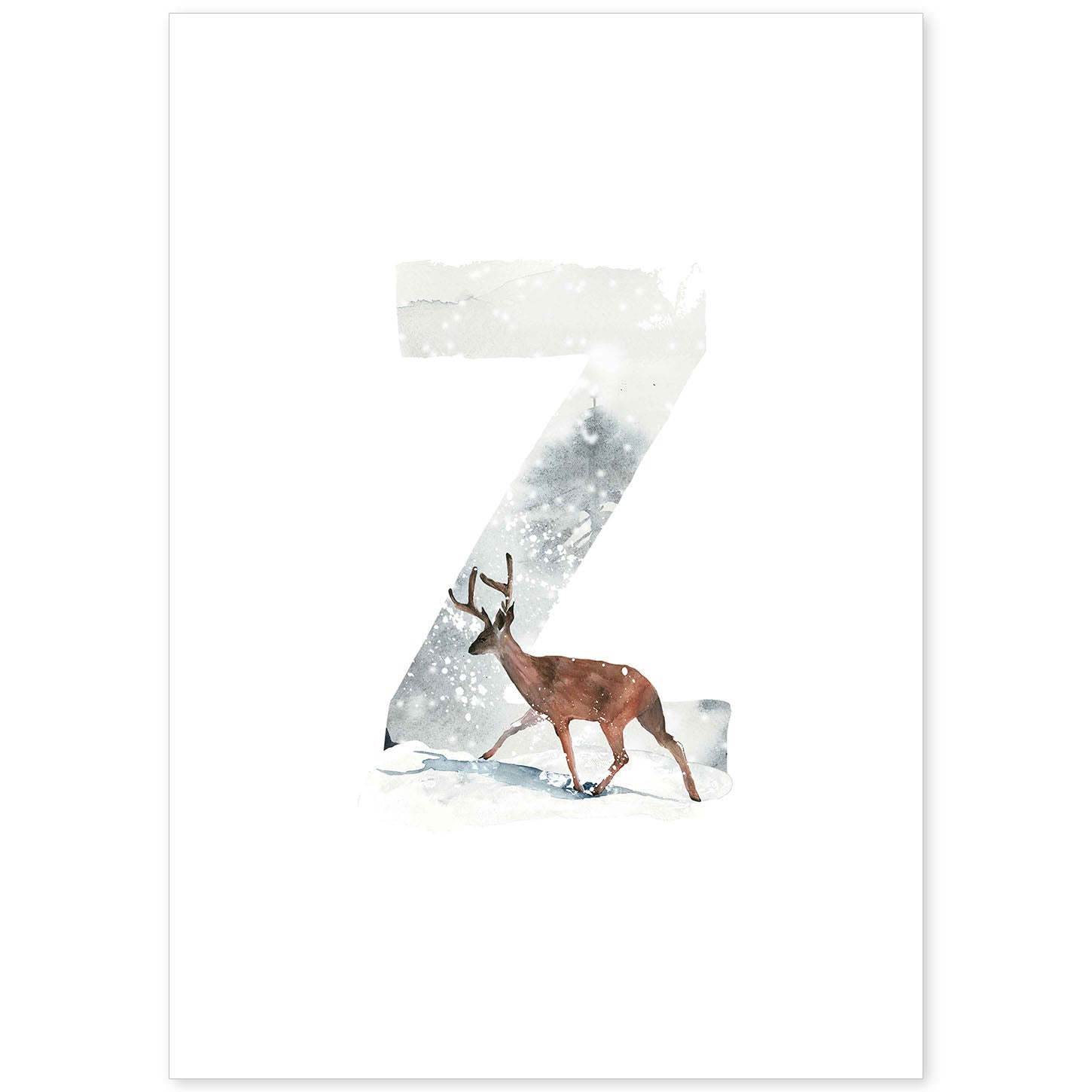 Poster de letra Z. Lámina estilo Invierno con imágenes del alfabeto.-Artwork-Nacnic-A4-Sin marco-Nacnic Estudio SL