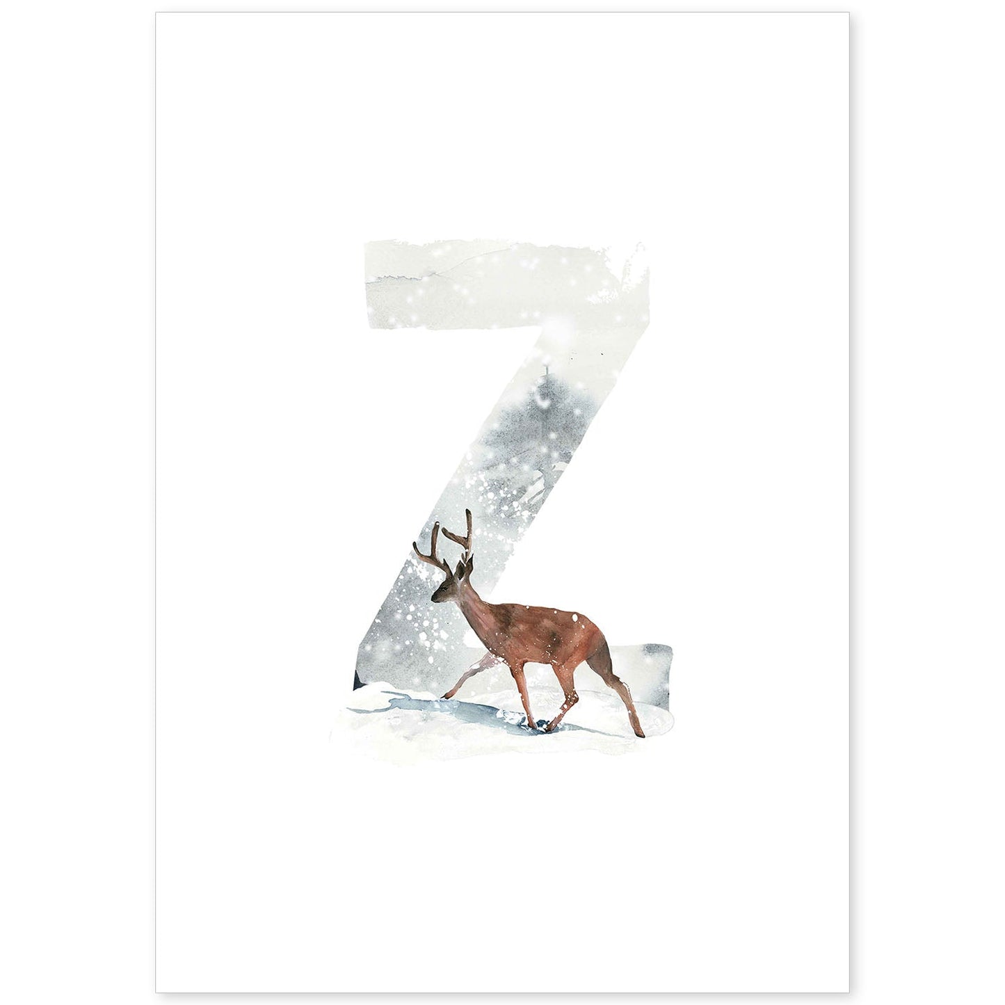 Poster de letra Z. Lámina estilo Invierno con imágenes del alfabeto.-Artwork-Nacnic-A4-Sin marco-Nacnic Estudio SL