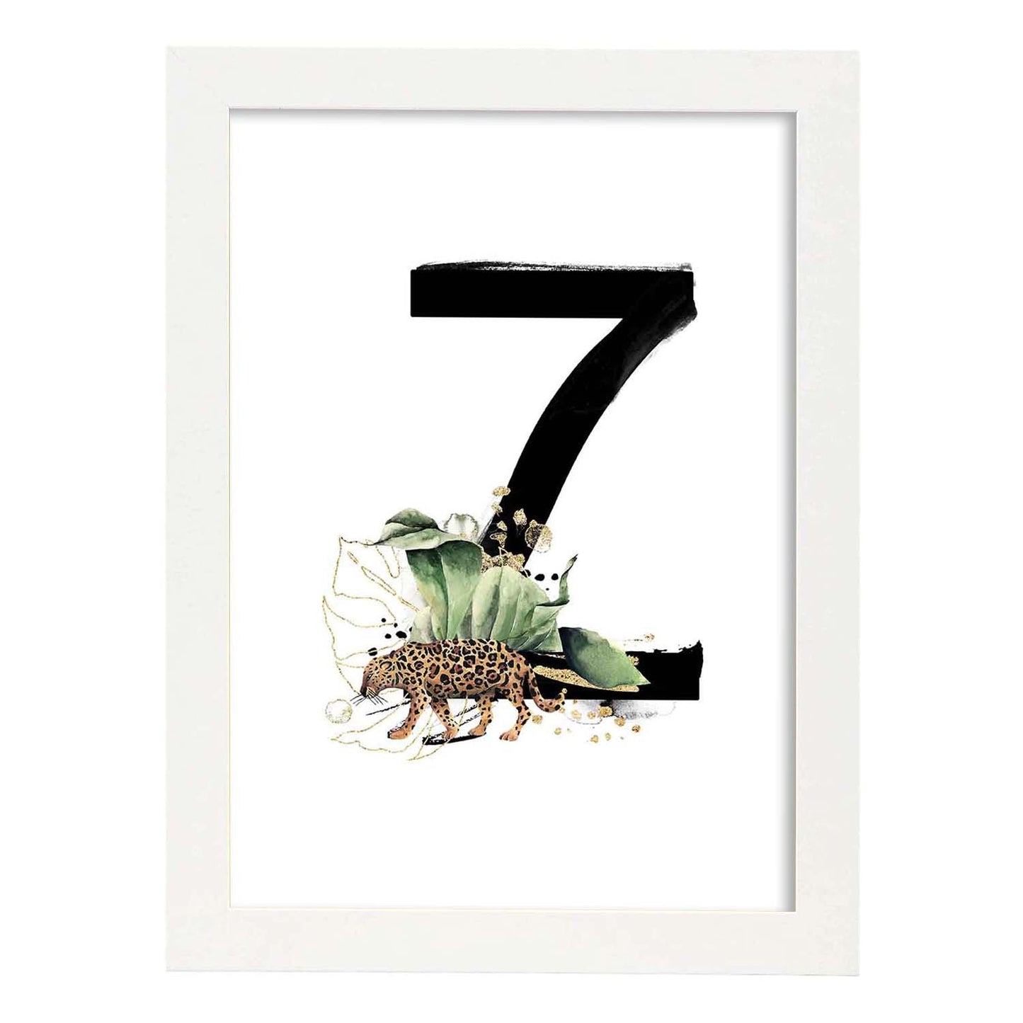 Poster de letra Z. Lámina estilo Jungla Negra con imágenes del alfabeto.-Artwork-Nacnic-A3-Marco Blanco-Nacnic Estudio SL
