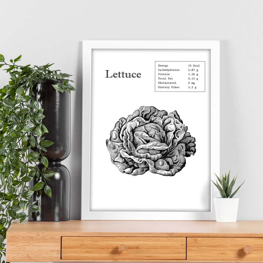 Poster de Lettuce. Láminas de frutas y verduras en inglés.-Artwork-Nacnic-Nacnic Estudio SL