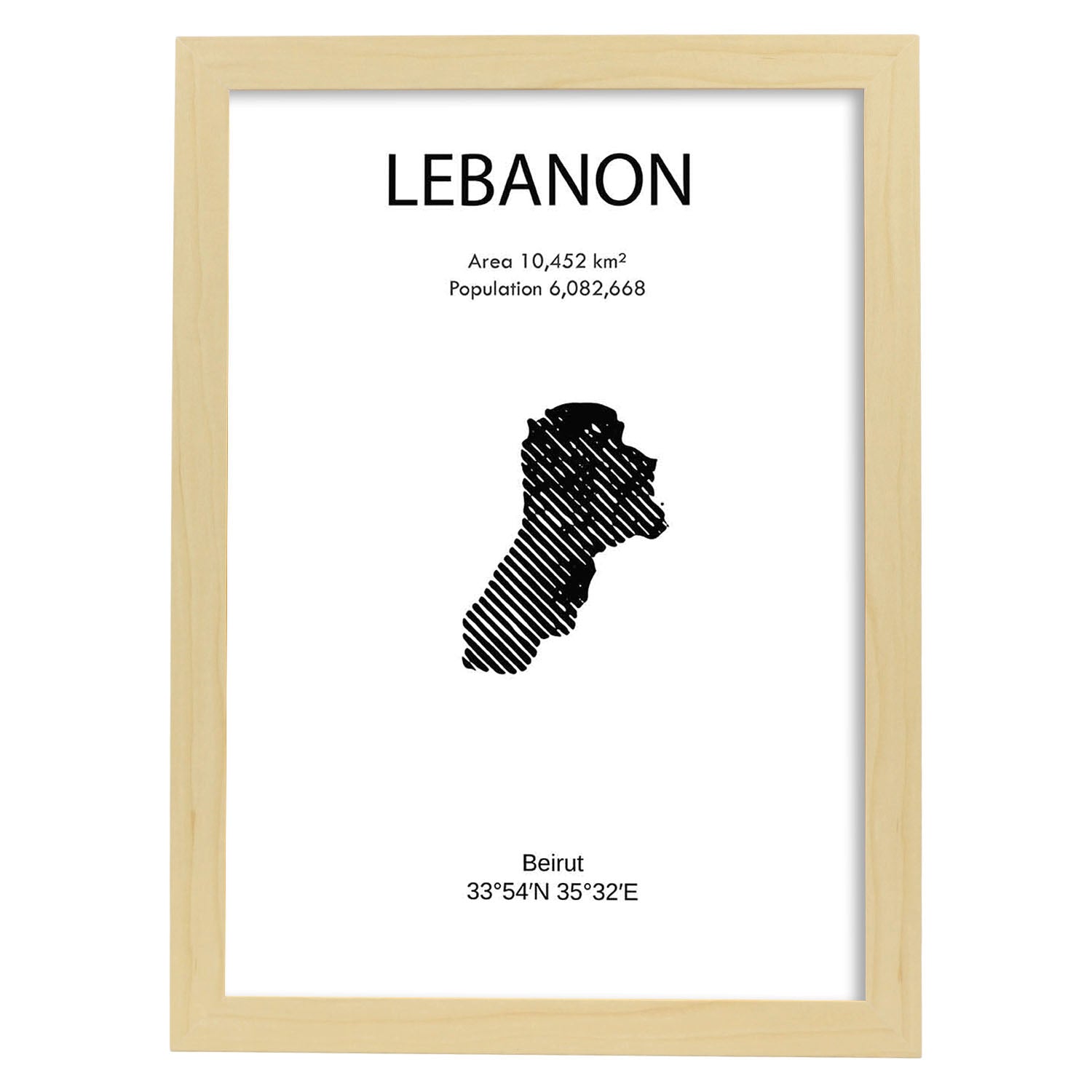 Poster de Líbano. Láminas de paises y continentes del mundo.-Artwork-Nacnic-A3-Marco Madera clara-Nacnic Estudio SL