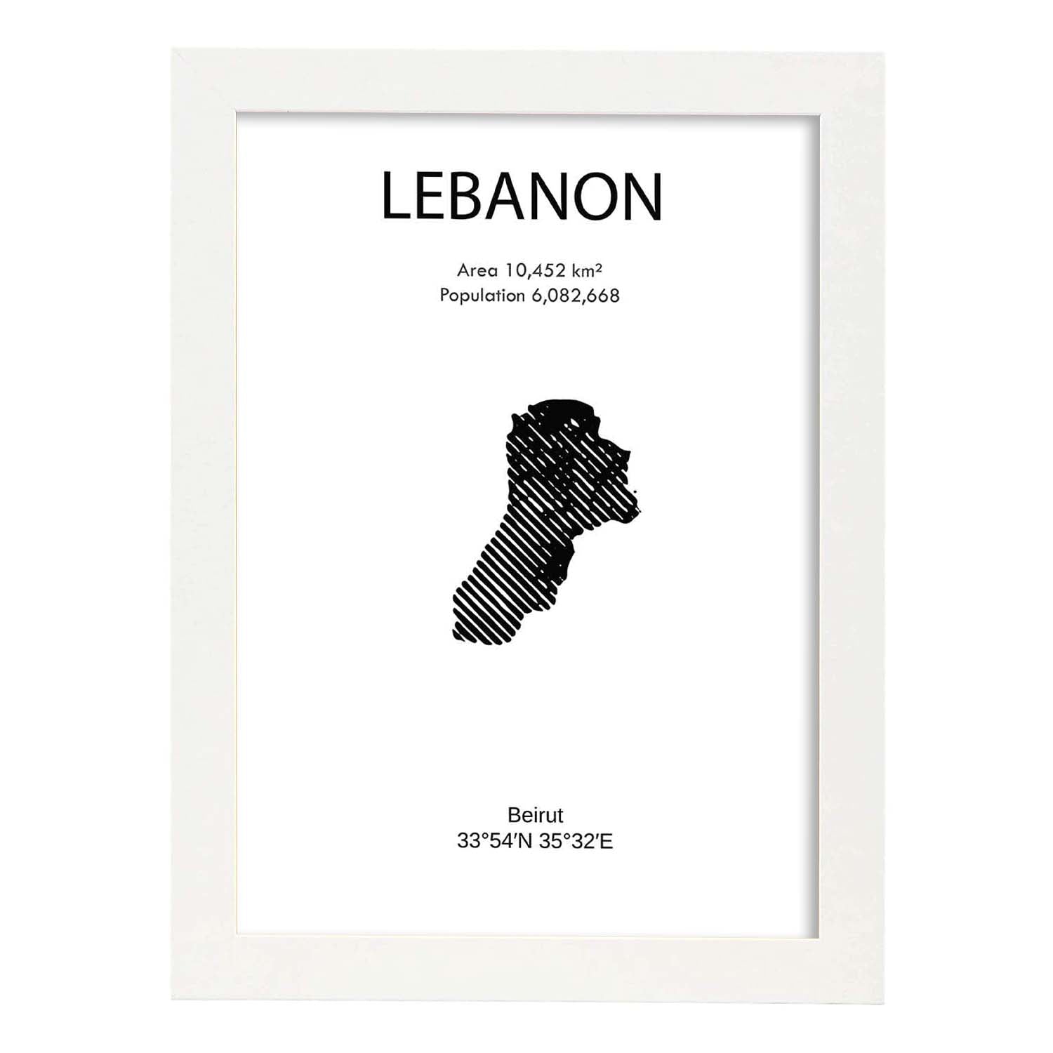 Poster de Líbano. Láminas de paises y continentes del mundo.-Artwork-Nacnic-A4-Marco Blanco-Nacnic Estudio SL