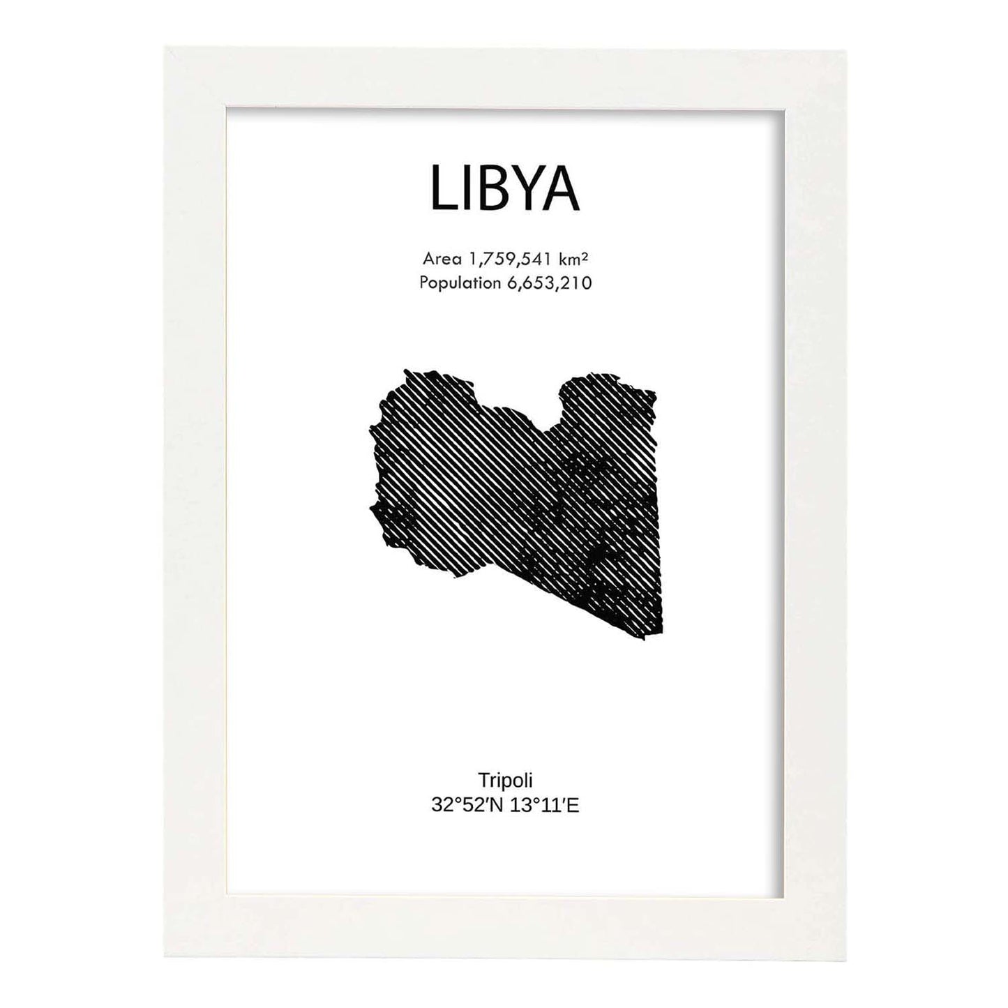 Poster de Libia. Láminas de paises y continentes del mundo.-Artwork-Nacnic-A3-Marco Blanco-Nacnic Estudio SL