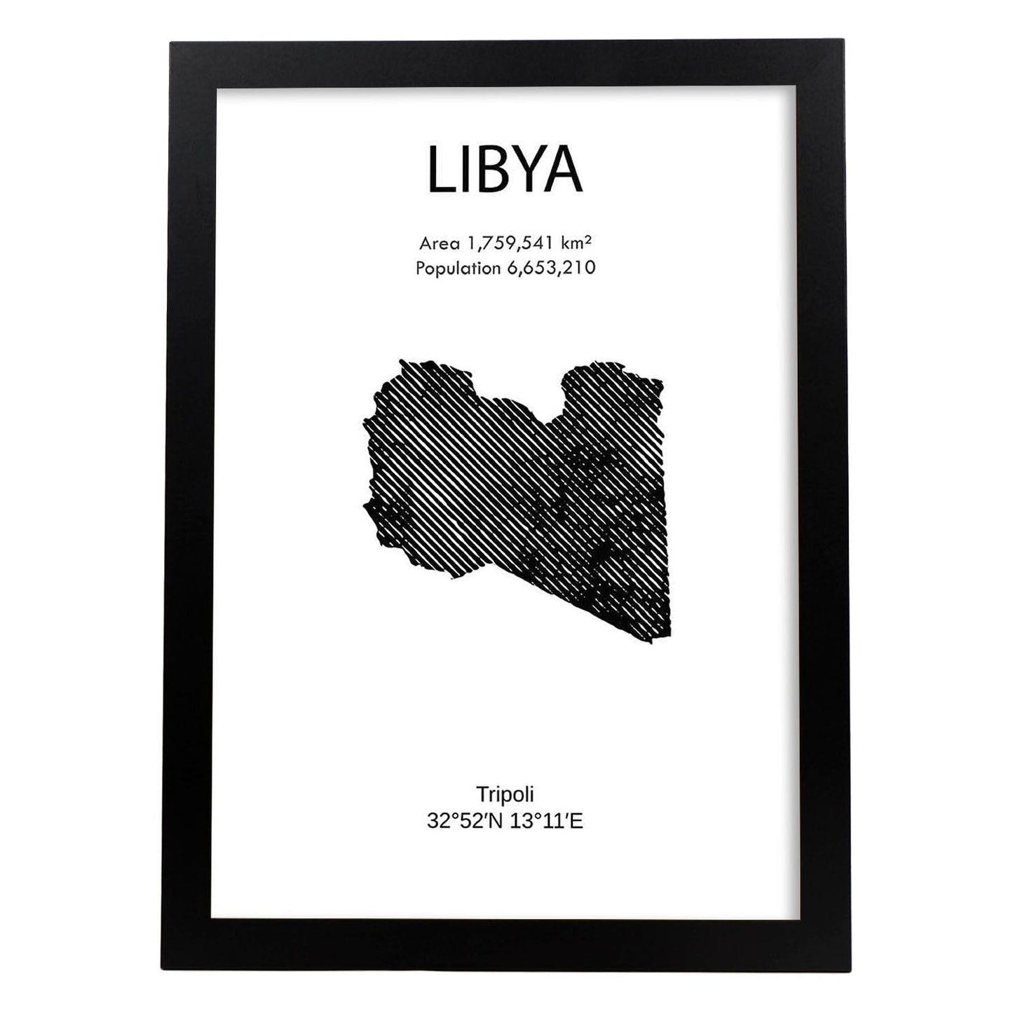 Poster de Libia. Láminas de paises y continentes del mundo.-Artwork-Nacnic-A3-Marco Negro-Nacnic Estudio SL