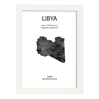Poster de Libia. Láminas de paises y continentes del mundo.-Artwork-Nacnic-A4-Marco Blanco-Nacnic Estudio SL