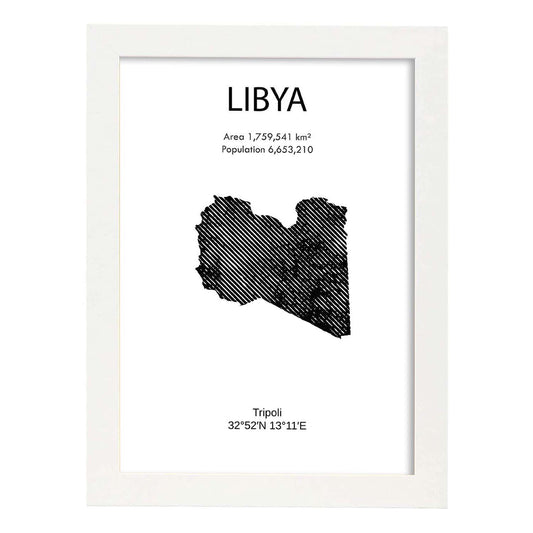 Poster de Libia. Láminas de paises y continentes del mundo.-Artwork-Nacnic-A4-Marco Blanco-Nacnic Estudio SL