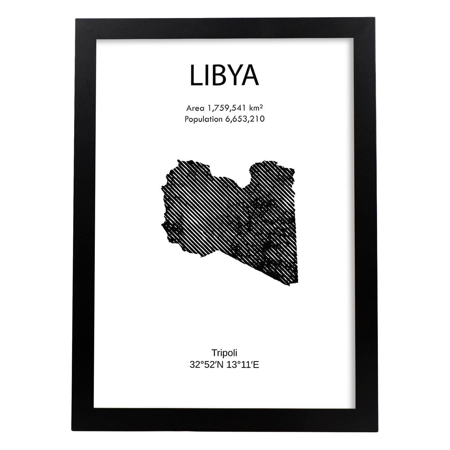 Poster de Libia. Láminas de paises y continentes del mundo.-Artwork-Nacnic-A4-Marco Negro-Nacnic Estudio SL