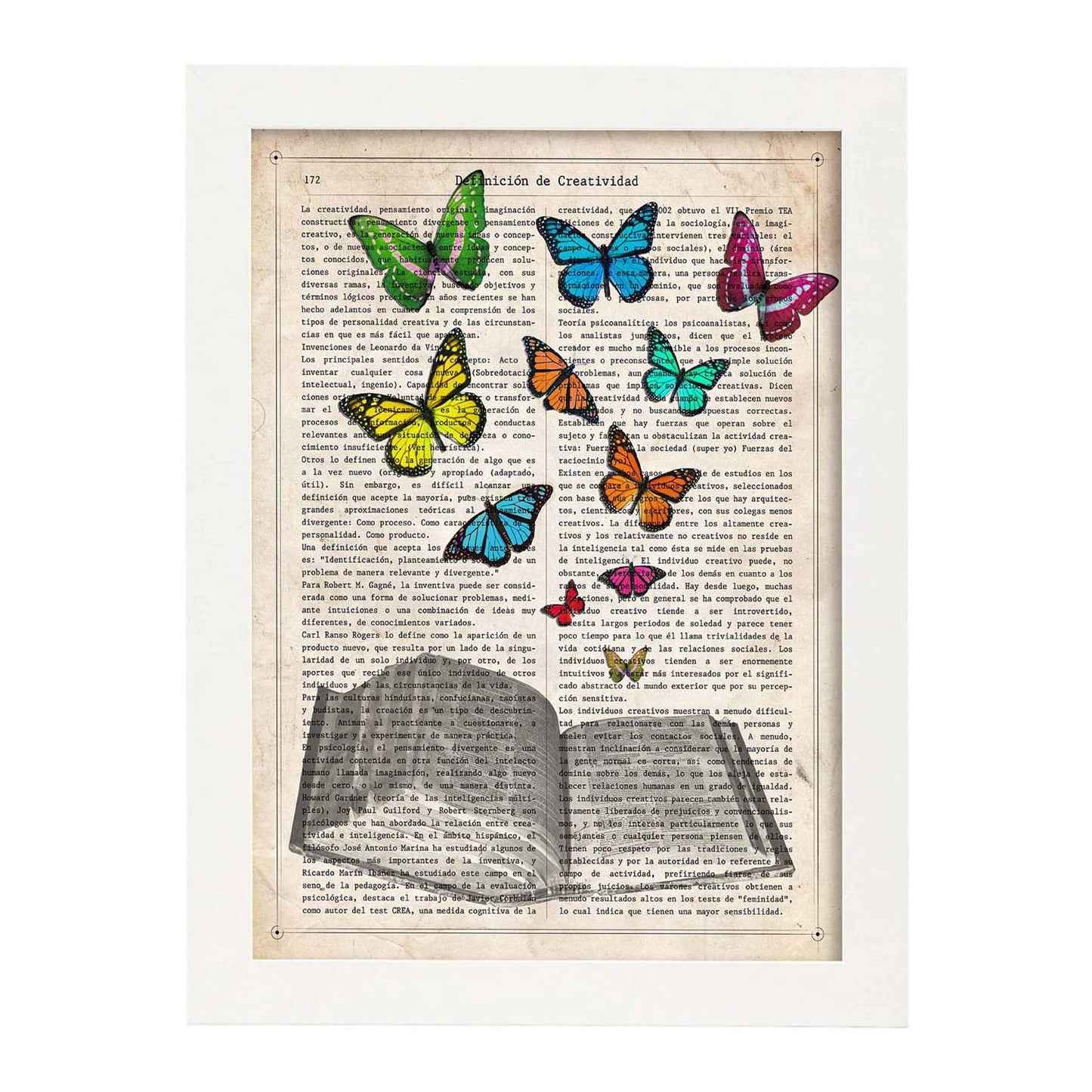 Poster de Libro con mariposas. Láminas de mariposas. Decoración de mariposas y polillas.-Artwork-Nacnic-A3-Marco Blanco-Nacnic Estudio SL