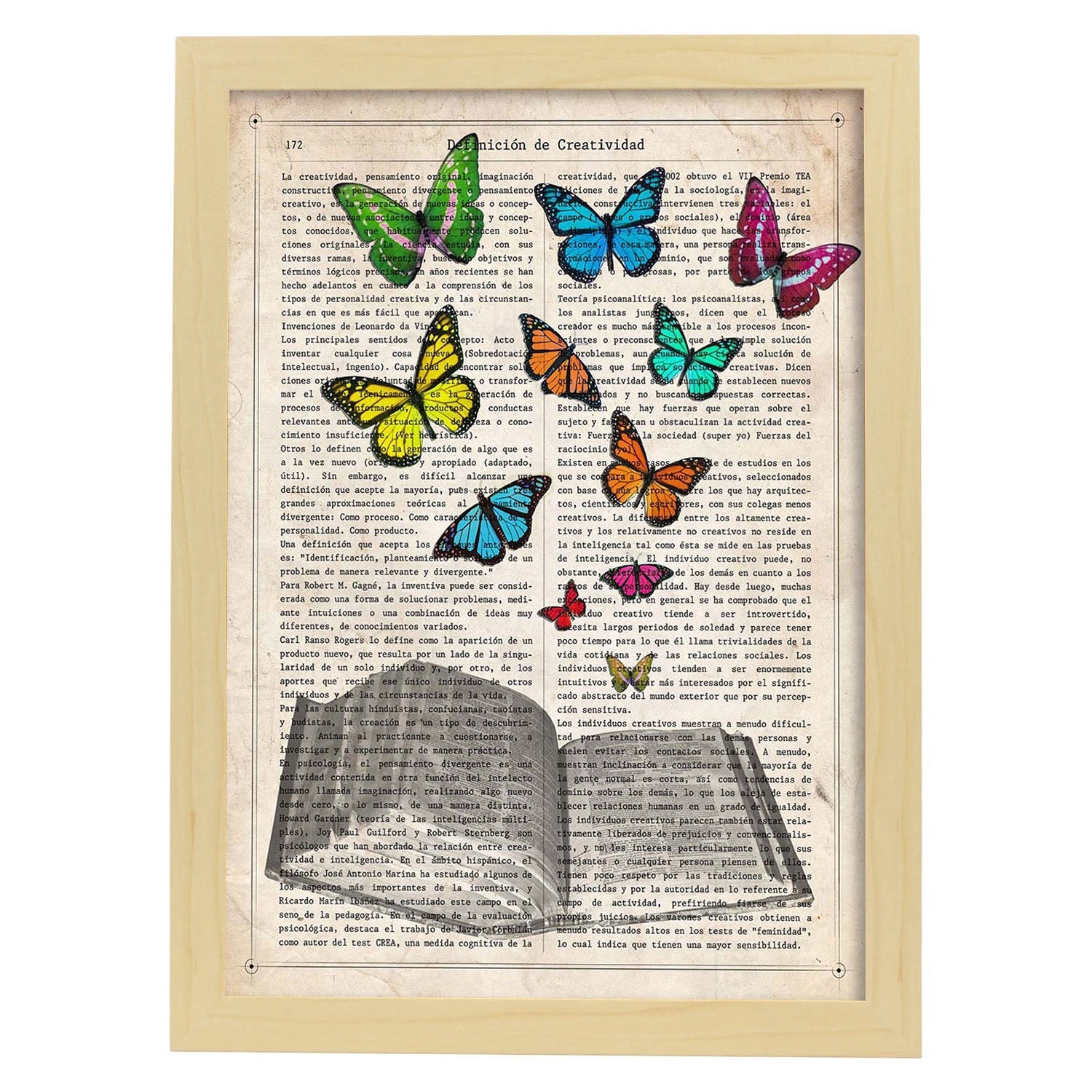 Poster de Libro con mariposas. Láminas de mariposas. Decoración de mariposas y polillas.-Artwork-Nacnic-A3-Marco Madera clara-Nacnic Estudio SL