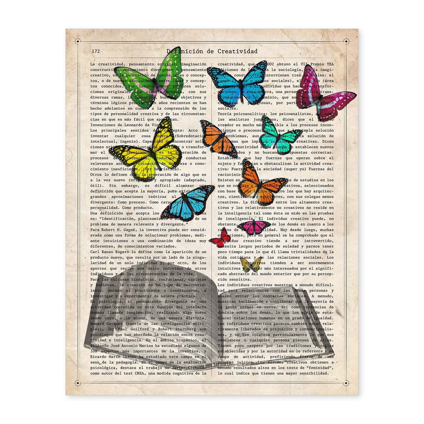Poster de Libro con mariposas. Láminas de mariposas. Decoración de mariposas y polillas.-Artwork-Nacnic-A4-Sin marco-Nacnic Estudio SL