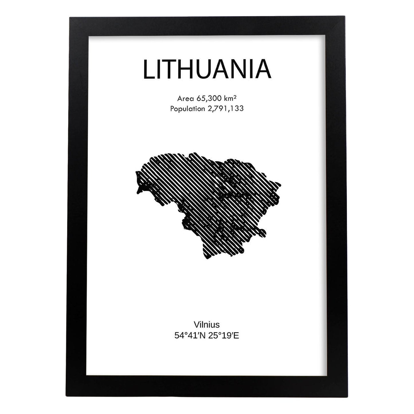 Poster de Lituania. Láminas de paises y continentes del mundo.-Artwork-Nacnic-A3-Marco Negro-Nacnic Estudio SL
