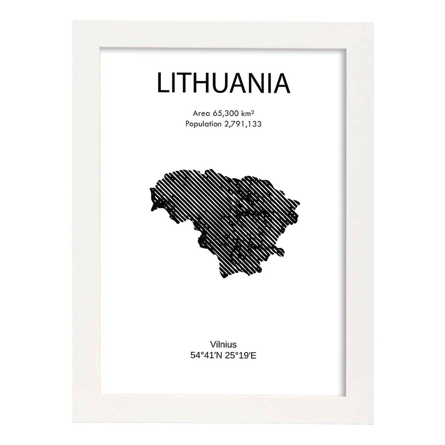 Poster de Lituania. Láminas de paises y continentes del mundo.-Artwork-Nacnic-A4-Marco Blanco-Nacnic Estudio SL