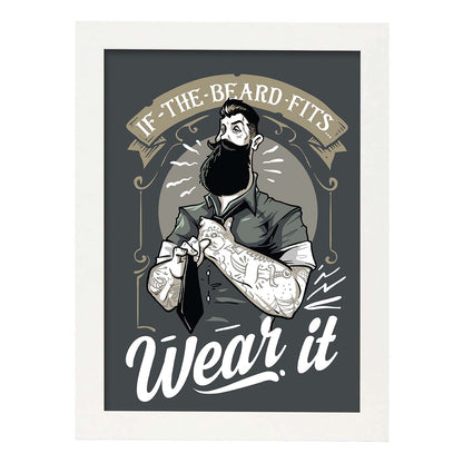 Poster de Lleva barba. Lámina decorativa de diseño.-Artwork-Nacnic-A4-Marco Blanco-Nacnic Estudio SL