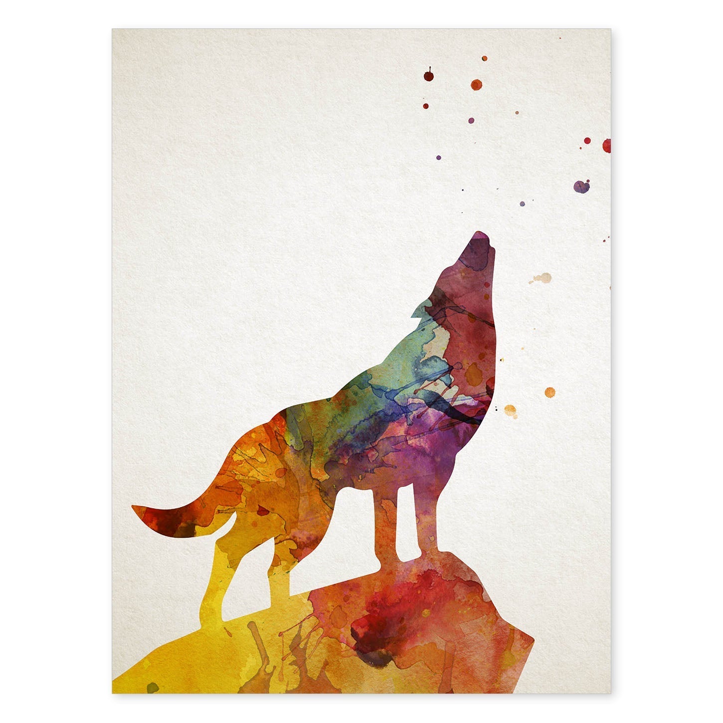 Poster de Lobo estilo acuarela. Láminas de animales con estilo acuarela-Artwork-Nacnic-A4-Sin marco-Nacnic Estudio SL