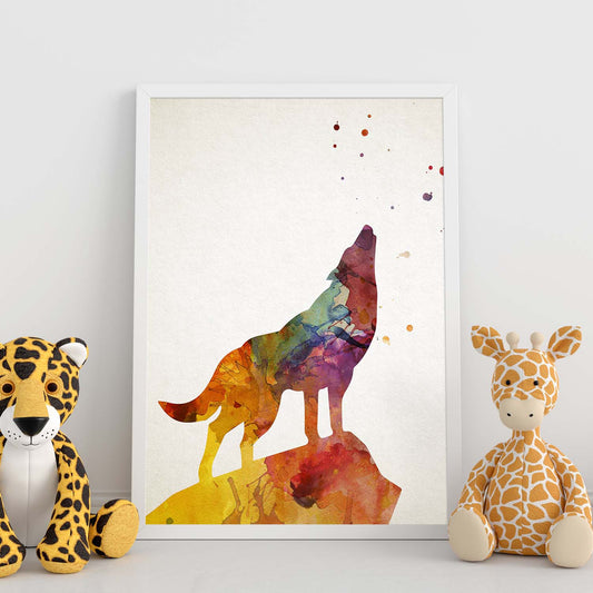 Poster de Lobo estilo acuarela. Láminas de animales con estilo acuarela-Artwork-Nacnic-Nacnic Estudio SL