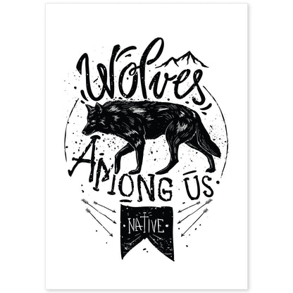 Poster de Lobos entre nosotros. Lámina decorativa de diseño.-Artwork-Nacnic-A4-Sin marco-Nacnic Estudio SL